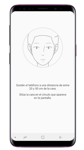 Sitúa la cara en el círcula que aparece en la pantalla