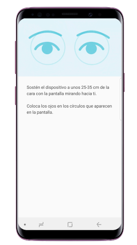 Coloca los ojos en los círculos que aparecen en la pantalla