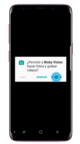 Acepta los permisos para que Bixby pueda utilizar las aplicaciones necesarias