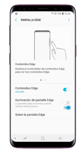 Activa la “Iluminación de pantalla Edge”