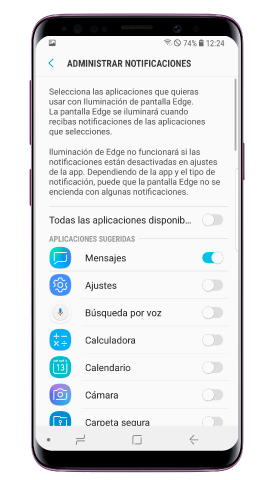 Mueve el control deslizante para activar o desactivar las aplicaciones que quieras tener en la ventana emergente