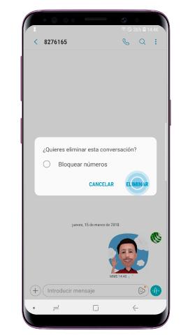 Pulsa “Eliminar” para borrar la conversación