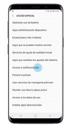 Pulsa “Acceso a notificaciones”