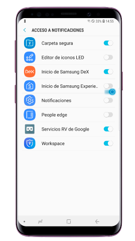 Desliza el interruptor para activar “Inicio de Samsung Experience Home”