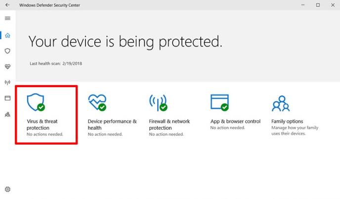 Entra en Protección antivirus y contra amenazas