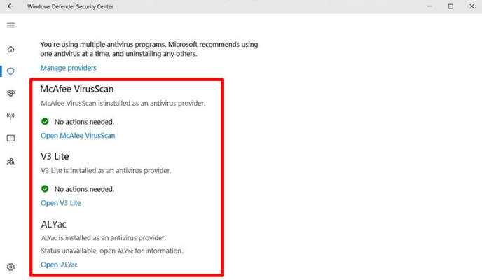 Comprueba la lista de antivirus instalados