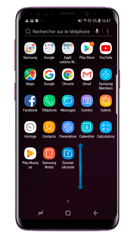 Aller de l'écran d’accueil à l'écran des Applications