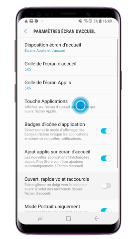 Appuyez sur Touche Applications