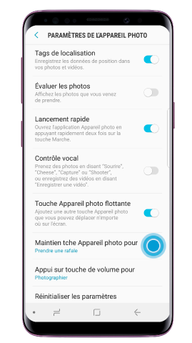 Comment créer un GIF ou prendre des photos en rafale avec mon Galaxy S9/S9+ ?