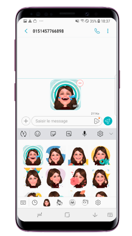 Sélectionnez un autocollant emoji de Emoji RA