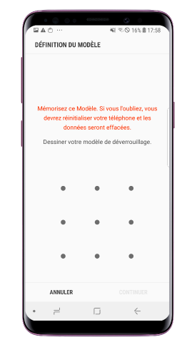 Déverrouillez l'écran en utilisant la méthode de verrouillage d'écran prédéfini