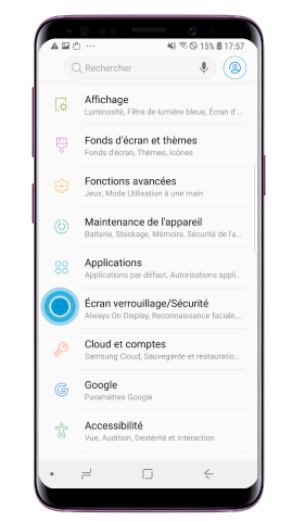 Appuyez sur « Écran verrouillage/Sécurité »