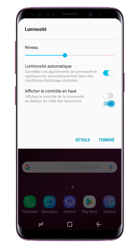 Activez l’option Afficher le contrôle en haut