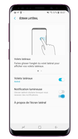 Faites glisser le bouton Notification lumineuse pour l’activer, puis appuyez sur « Notification lumineuse »