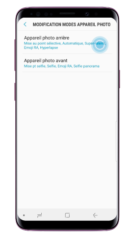 Sélectionnez Appareil photo arrière