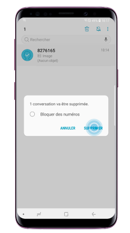 Sélectionnez Supprimer pour effacer la conversation
