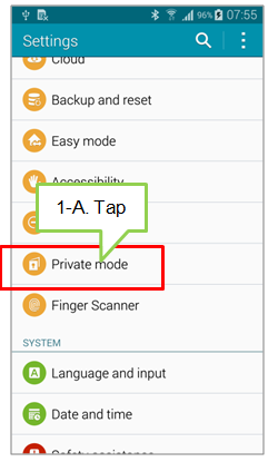 How to set the Private mode on Galaxy Note4?