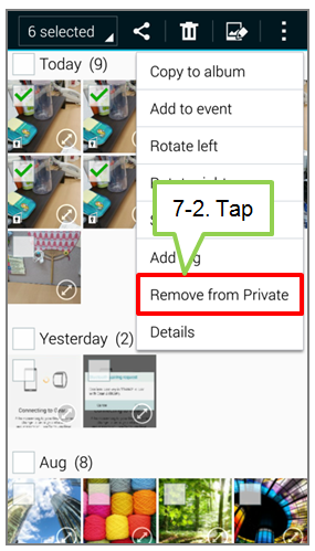 How to set the Private mode on Galaxy Note4?