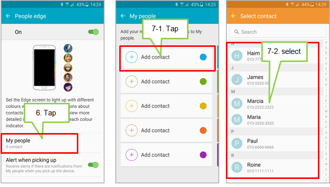 Galaxy S6 edge: How do I use Edge lighting and People edge features on Edge screen?