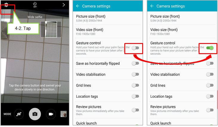 How do I take images by Wide Selfie mode using front camera on Galaxy S6/S6 edge?