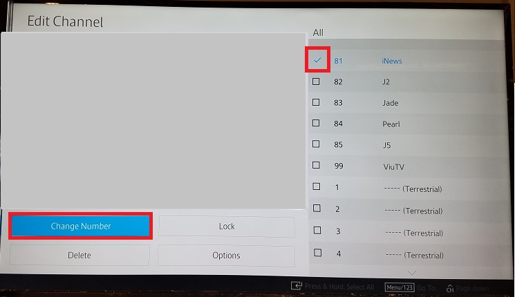 How to edit TV Channel No.?