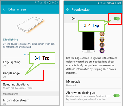 Galaxy S6 edge: How do I use Edge lighting and People edge features on Edge screen?