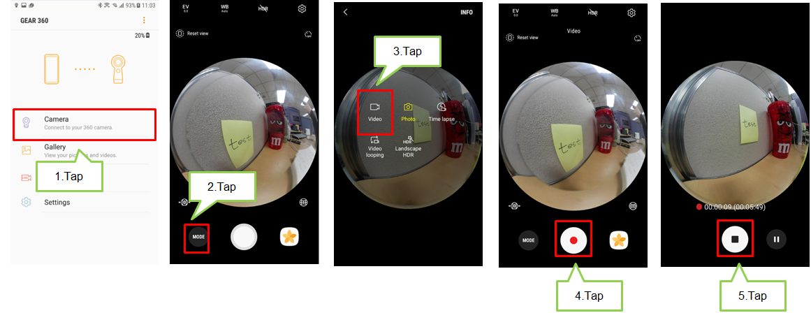 How do I Record Videos on Gear 360?