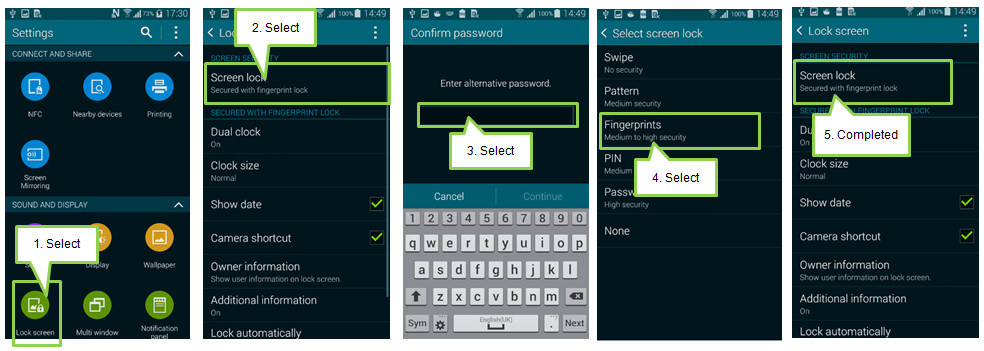 Як встановити відбиток пальця для блокування телефону Galaxy S5?