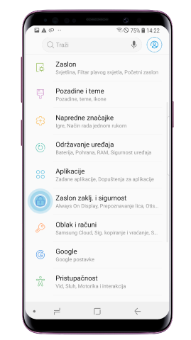 Otvorite Postavke i dodirnite „Zaključavanje zaslona i sigurnost“