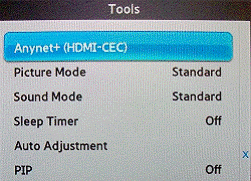 Izbornik Alati prikazuje se na zaslonu. Anynet+ (HDMI-CEC) prikazuje se na vrhu izbornika Alati, odaberite Anynet+ (HDMI-CEC) i pritisnite „Enter“