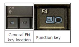 Pritisnite tipku FN na laptopu