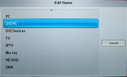 Ako upotrebljavate HDMI ili HDMI-DVI vezu, promijenite naziv ulaza u DVI PC