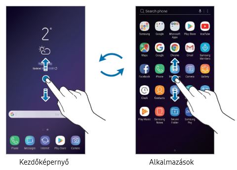 Váltás a Kezdőképernyő és az Alkalmazások képernyő között