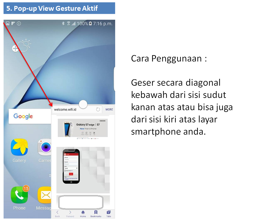 Cara mengaktifkan pop up view gesture pada Galaxy s7