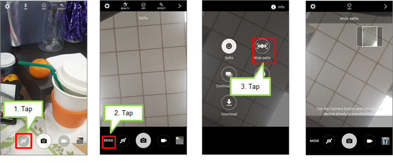 Bagaimana cara mengambil foto dengan mode Wide Selfie menggunakan kamera depan?