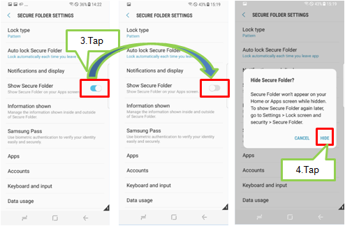 Apakah Saya dapat menyembunyikan shortcut Secure Folder / Folder Aman dari layar aplikasi?