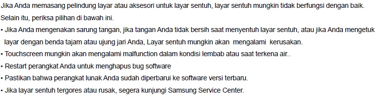 Respond touchscreen lambat atau tidak sesuai. Apakah ada kesalahan pada perangkat?