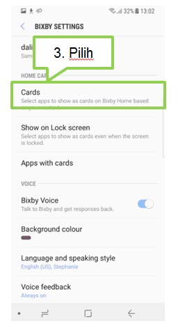 Cara mengatur tampilan Cards pada Bixby Note 8