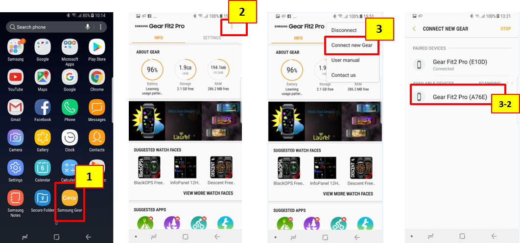Bagaimanakah caranya menghubungkan device Gear baru?