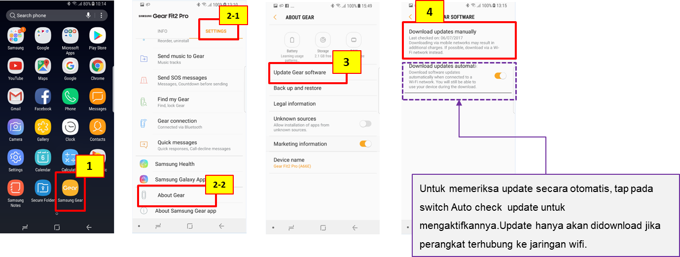 Bagaimana caranya update Gear Fit2 Pro?