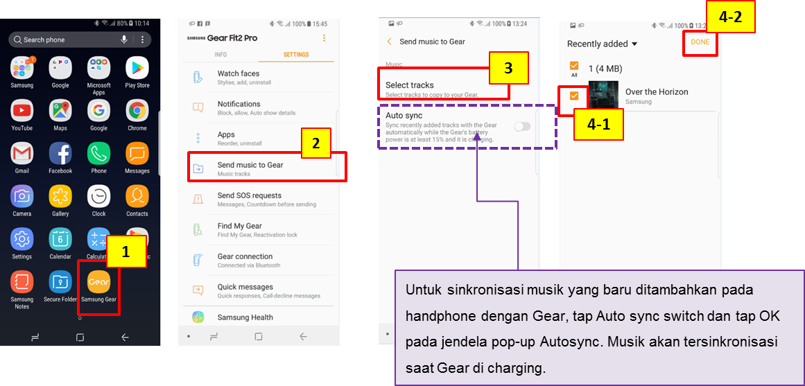 Bagaimana caranya import music dari handphone ke Gear Fit2 Pro?