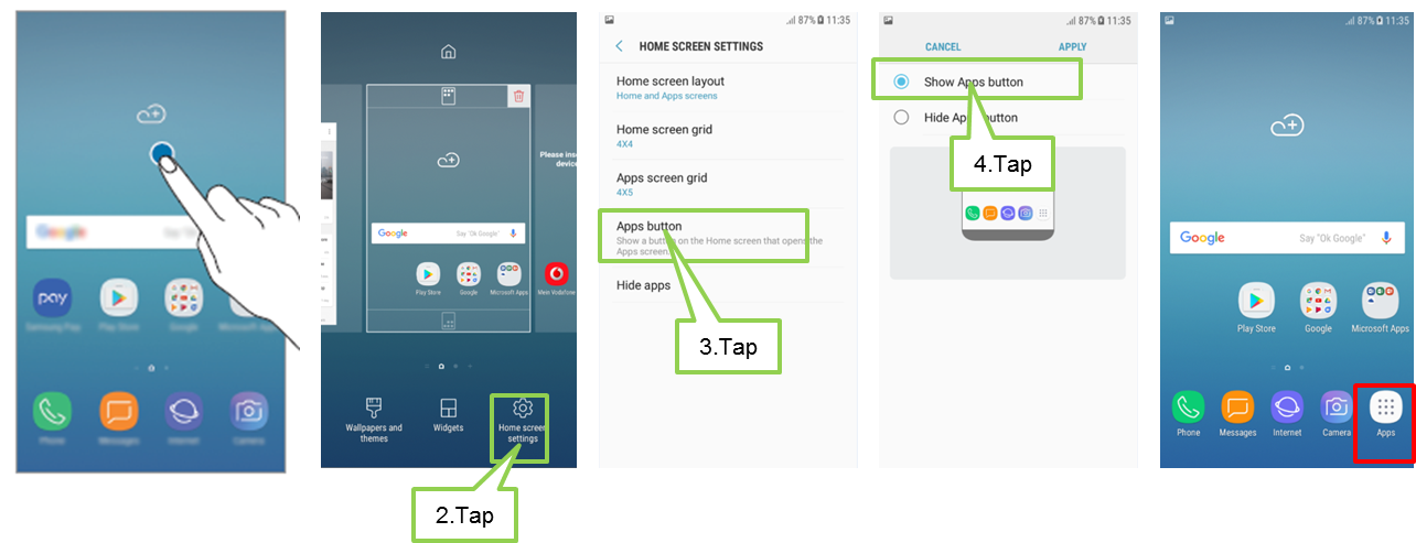 Tidak ada App drawer pada layar utama, bisakah saya memunculkannya?