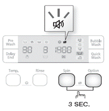 Apakah fungsi "Sound Off function" pada mesin cuci samsung Front Loading?