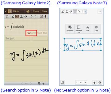 Search Option in S Note