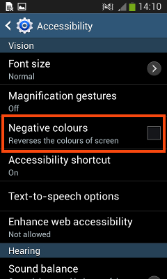 What is Negative colours option in Samsung Galaxy Grand Neo ( GT-I9060 ) ?