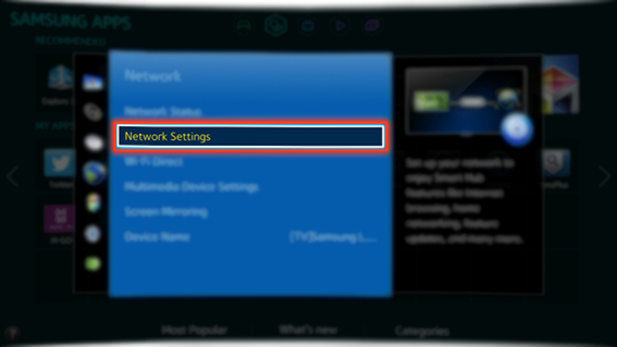 How to connect to a Wired Internet Network Manually in Samsung Smart TV?