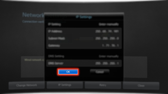 How to connect to a Wired Internet Network Manually in Samsung Smart TV?