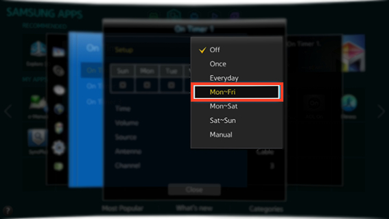 How to setup a Schedule for the Smart TV to automatically Turn On at a specific time?