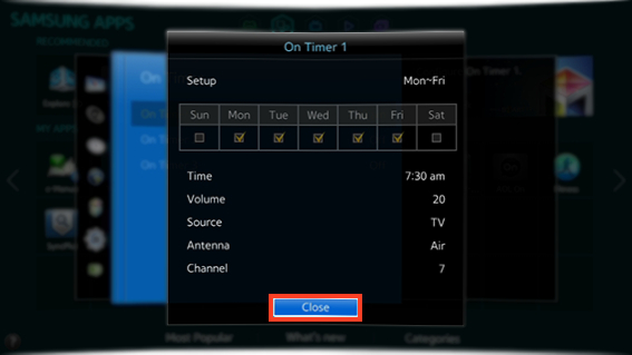 How to setup a Schedule for the Smart TV to automatically Turn On at a specific time?