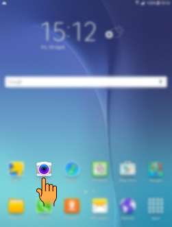 How to take pictures using Selfie mode in Samsung Galaxy Tab-A(SM-T355)?
